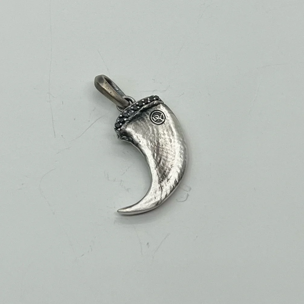 David Yurman Sterling Silver Bear Claw Tooth Pendant with Black Diamonds